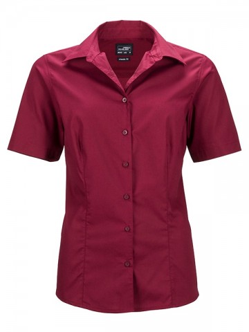 JN643 Ladies Business Shirt SS wijnrood