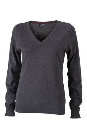 JN658 Ladies V-Neck pullover antracietmelange