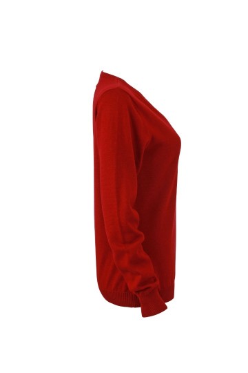 JN658 Ladies V-Neck pullover bordeauxrood rug zij