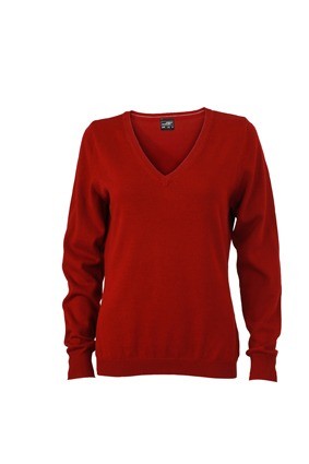 JN658 Ladies V-Neck pullover bordeauxrood