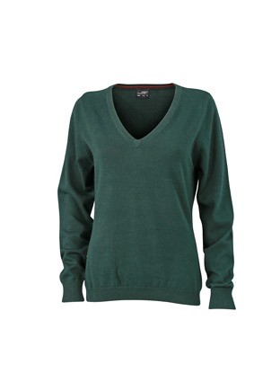 JN658 Ladies V-Neck pullover bosgroen