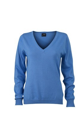 JN658 Ladies V-Neck pullover gletsjerblauw