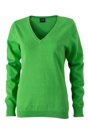 JN658 Ladies V-Neck pullover groen