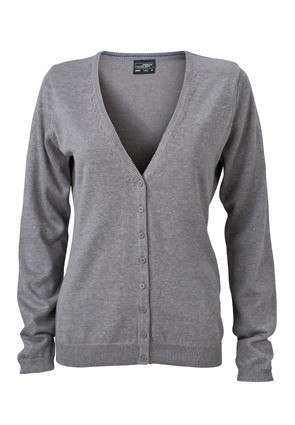 JN660 Ladies V-Neck Cardigan (vest) heathergrijs