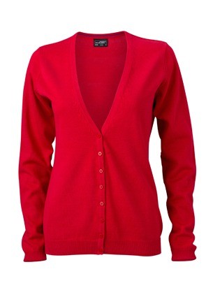 JN660 Ladies V-Neck Cardigan (vest) rood