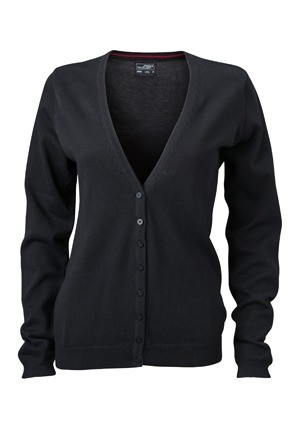 JN660 Ladies V-Neck Cardigan (vest) zwart