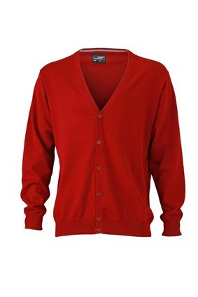 JN661 Men's V-Neck Cardigan (vest) bordeauxrood