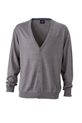 JN661 Men's V-Neck Cardigan (vest) heathergrijs