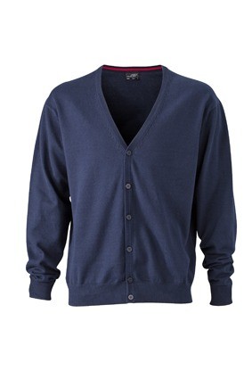JN661 Men's V-Neck Cardigan (vest) marineblauw
