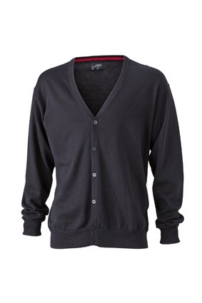 JN661 Men's V-Neck Cardigan (vest) zwart