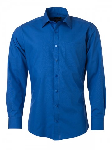 JN678 Men's Poplin Shirt LS koningsblauw