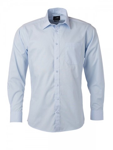JN678 Men's Poplin Shirt LS lichtblauw