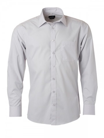 JN678 Men's Poplin Shirt LS lichtgrijs