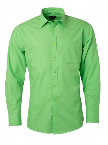 JN678 Men's Poplin Shirt LS limoengroen