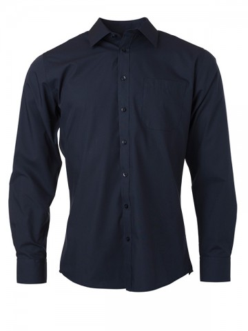 JN678 Men's Poplin Shirt LS marineblauw