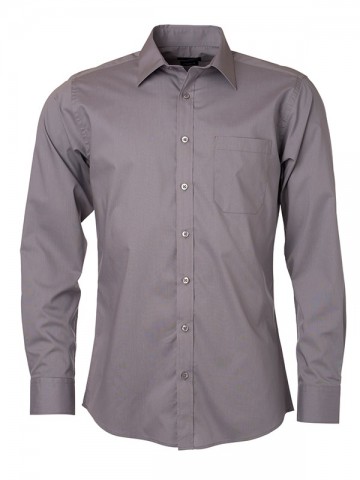 JN678 Men's Poplin Shirt LS staalgrijs