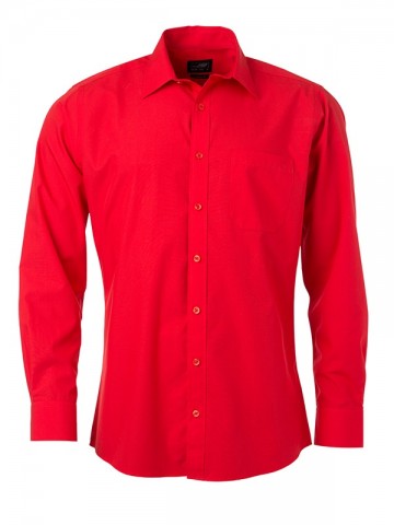 JN678 Men's Poplin Shirt LS tomaatrood