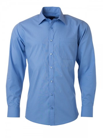 JN678 Men's Poplin Shirt LS waterblauw