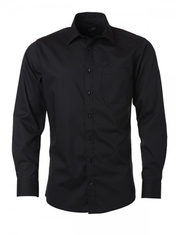 JN678 Men's Poplin Shirt LS zwart