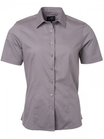 JN Ladies Poplin Shirt SS JN679 staalgrijs