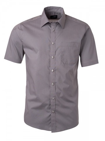 JN Men's Poplin Shirt SS JN680 staalgrijs