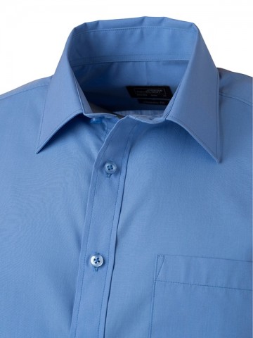 JN Men's Poplin Shirt SS JN680 waterblauw boord