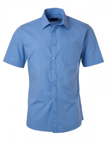 JN Men's Poplin Shirt SS JN680 waterblauw