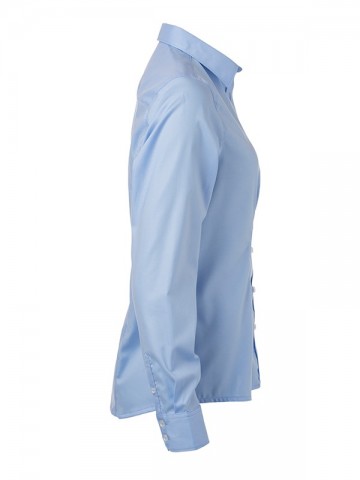 JN681 Ladies Micro Twill shirt LS lichtblauw zij
