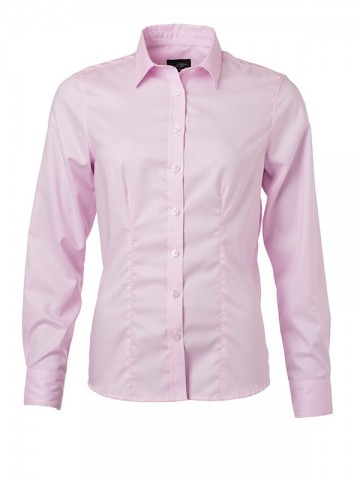 JN681 Ladies Micro Twill shirt LS lichtrose