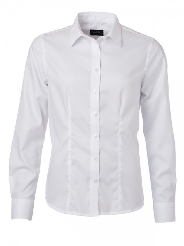 JN681 Ladies Micro Twill shirt LS wit