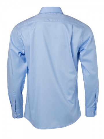 JN682 Men's Micro Twill shirt LS lichtblauw rug