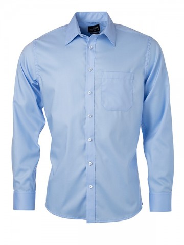 JN682 Men's Micro Twill shirt LS lichtblauw