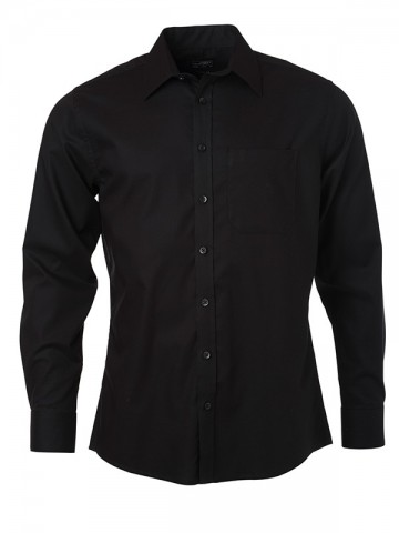 JN682 Men's Micro Twill shirt LS zwart