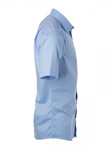 JN684 Men's Micro Twill shirt SS lichtblauw zij