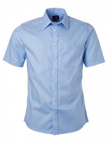 JN684 Men's Micro Twill shirt SS lichtblauw