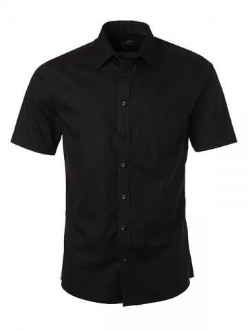 JN684 Men's Micro Twill shirt SS zwart