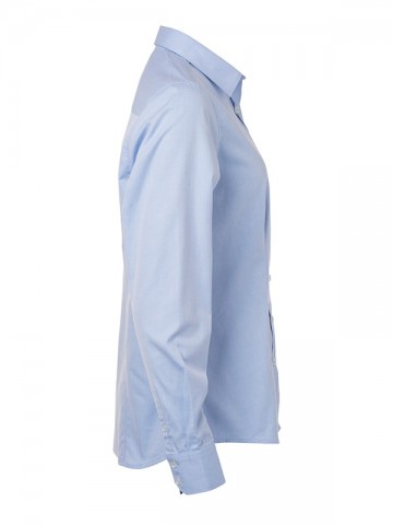 JN Ladies Heringbone Shirt LS JN689 lichtblauw zij