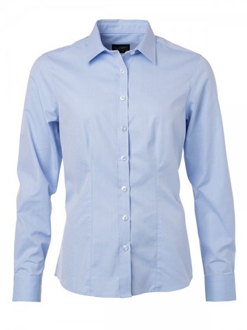 JN Ladies Heringbone Shirt LS JN689 lichtblauw