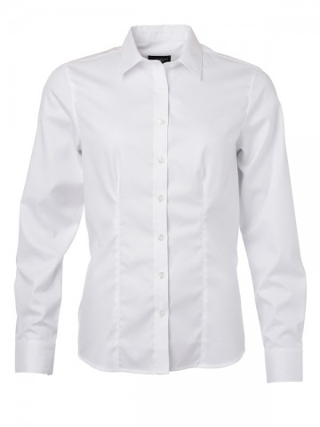 JN Ladies Heringbone Shirt LS JN689 wit