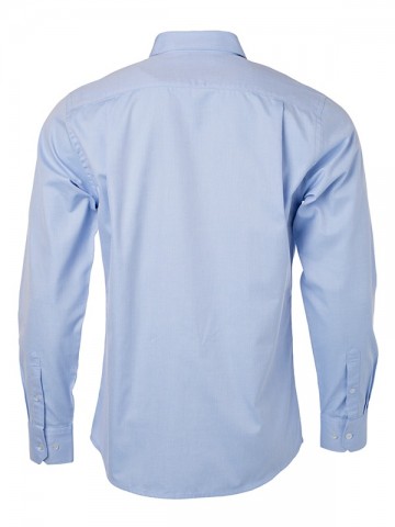 JN Men's Heringbone shirt LS JN690 lichtblauw achter