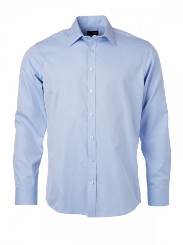 JN Men's Heringbone shirt LS JN690 lichtblauw