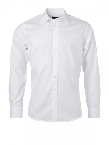 JN Men's Heringbone shirt LS JN690 wit