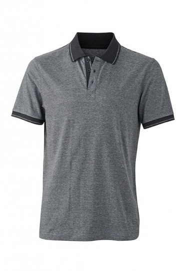 JN Men's Heather Polo JN706 zwartmelange zwart