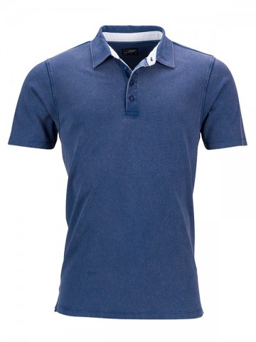 JN Men's polo JN712 marine blauw lichtblauw