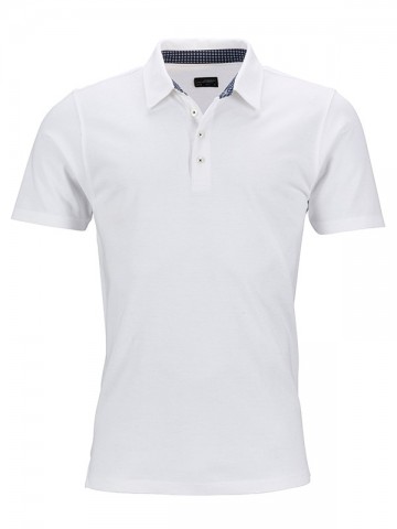 JN Men's polo JN712 wit marineblauwwit