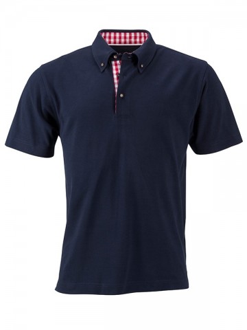 JN Men's Traditional Polo JN716 marineblauw rood wit