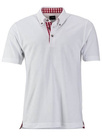 JN Men's Traditional Polo JN716 wit rood wit