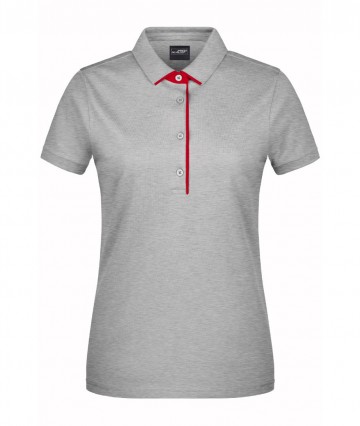 JN Ladies Polo Single Stripe JN725 heathergrijs rood