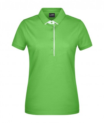 JN Ladies Polo Single Stripe JN725 limoengroen wit