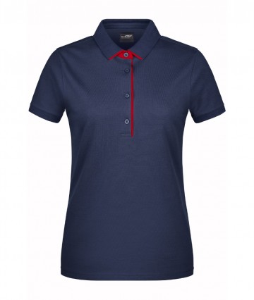 JN Ladies Polo Single Stripe JN725 marineblauw rood